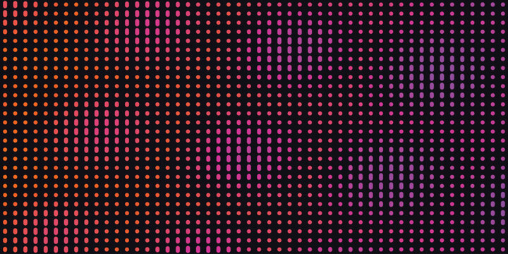 abstract neon led dot grid background with glowing orange pink and purple gradient light