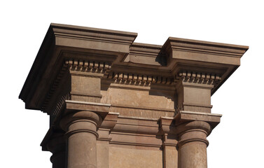 Elements of architectural decorations of buildings, columns and capitals, gypsum moldings, wall textures and patterns. On the streets in Catalonia, public places. © Kozlik_mozlik