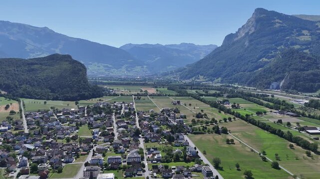 Aerial view of Gutenberg Castle in Balzers, Liechtenstein