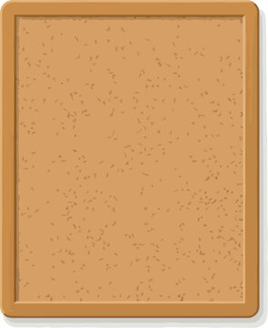 Empty rectangular cork board with a wooden frame for pinning notes and photos
