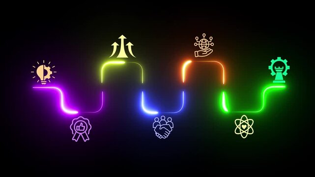 Core values concept. Company culture and strategy related to business and customer relationships, company growth. Animation of 4k video. 