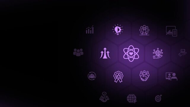 Core values concept. Company culture and strategy related to business and customer relationships, company growth. Animation of 4k video. 