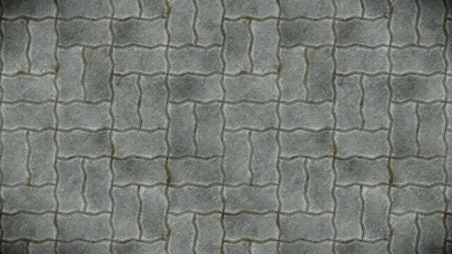 Weathered grey interlocking paving stones pattern offers a seamless loop background.