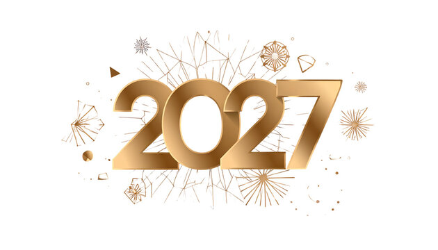 happy new year 2027, designed style, isolated on transparent background.