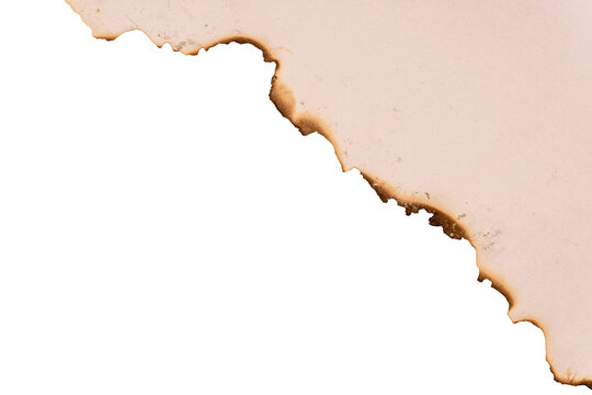 Grunge Burnt Parchment Corner Border with Rugged Dark Char Edge