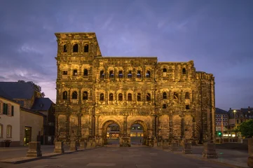 Porta Nigra Illuminated at Blue Hour - Trier, Germany © tichr