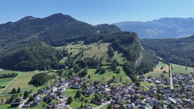 Aerial view of Gutenberg Castle in Balzers, Liechtenstein