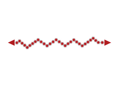 Red dotted zigzag line with arrow heads at both ends