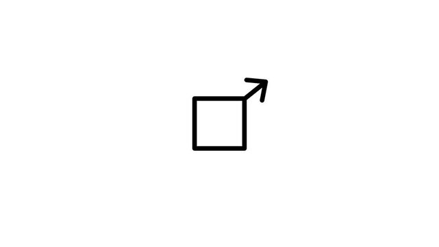 Square shape with a diagonal arrow pointing outward from its top corner representing an expand, resize, or open in new browser window action symbol