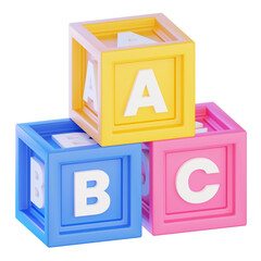 3D rendering colorful ABC alphabet toy blocks icon for preschool learning © zii
