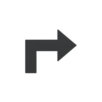 Simple dark gray arrow icon pointing to the right with a sharp turn