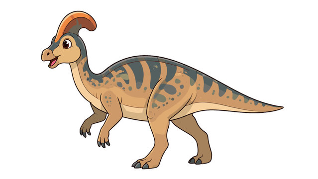Cartoon parasaurolophus dinosaur isolated on white background