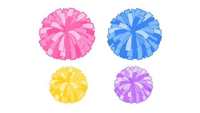 Set of colorful cheer pom poms isolated on white background
