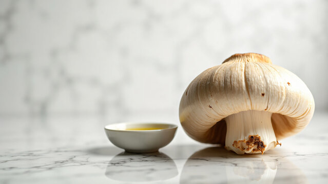 King Oyster Mushroom Gourmet Display Marble Countertop