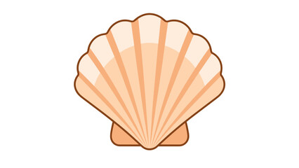 Scallop seashell icon in soft peach tones on white background © Andrei