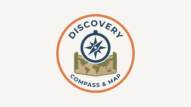 Discovery Compass and Map Minimalist Badge