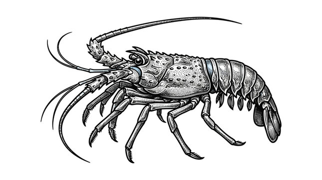 Spiny lobster vintage engraving illustration
