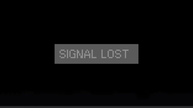 A stark digital display indicating a critical communication breakdown, presenting a clear "SIGNAL LOST" error message on a dark screen, symbolizing technical interruption and system failure