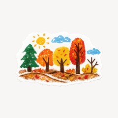 Obraz premium Colorful autumn trees drawing