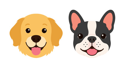Cute cartoon dog faces with floppy ears and upright ears © Andrei