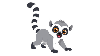 Cute ring tailed lemur cartoon character on white background © Andrei