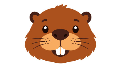 Cute beaver face cartoon vector illustration isolated on white © Andrei