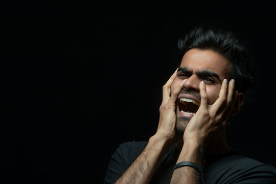 Man crying for help