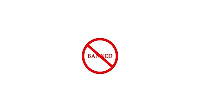 Abstract, Stamp with the text Banned animation stamping. Red stamp Banned business imprint animation white background denied stamp video animation on transparent white screen with alpha chanel.