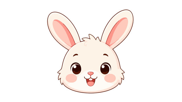 Cute rabbit face cartoon vector isolated on white background