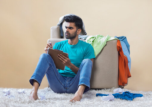 Man trying hard to put an idea into words