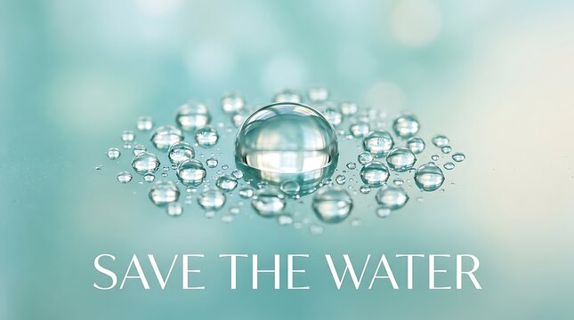 Save the water concept with water droplets on surface eco friendly environment