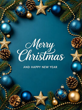 Elegant Merry Christmas & Happy New Year Script Typography