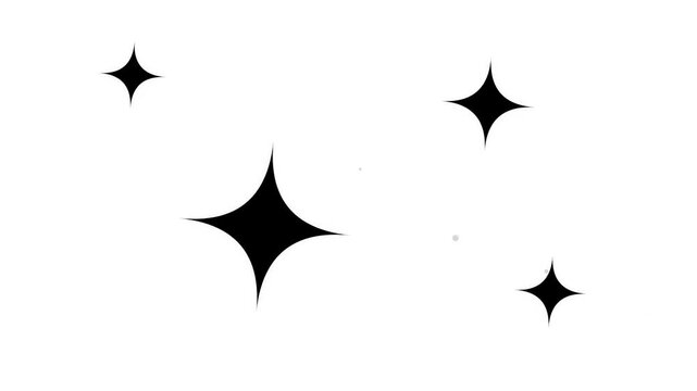 Sparkle star icons twinkling animation on white background icon twinkle black