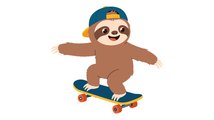 Cute sloth riding a skateboard in a cartoon vector style © icon_art