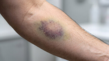 Fototapeta premium Close-up of a bruised arm in a medical setting