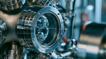 Fototapeta premium Close up of high tech scientific vacuum chamber equipment.