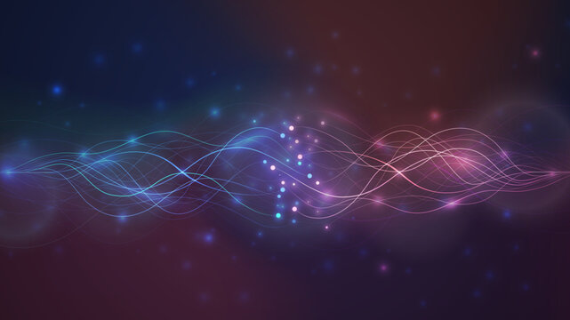 Abstract network of glowing fibers and flowing lines on vector background. Digital AI graphic with dynamic wave patterns, connecting dots and neon streams for modern tech concept designs.