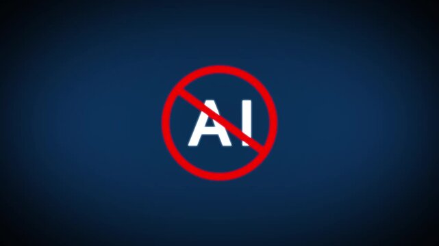 Anti-AI symbol with a bold design, perfect for content about protests against on a transparent background. motion graphic of ai automotion concept.