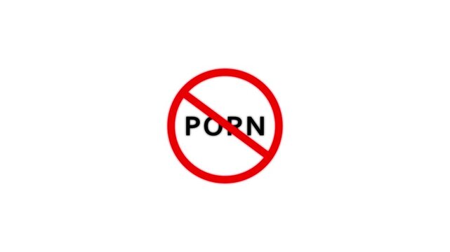No Porn Prohibited sign of Porn Adult Contents Warning Sign with Mobile Phone Vector, 18 Plus Mature Contents Explicit contents. motion graphic of no porn concept.