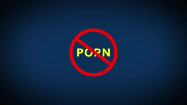 No Porn Prohibited sign of Porn Adult Contents Warning Sign with Mobile Phone Vector, 18 Plus Mature Contents Explicit contents. motion graphic of no porn concept.