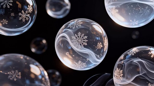 Glass spheres with snowflake patterns