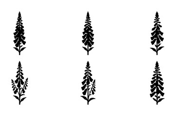 Digitalis Flower Silhouettes, Foxglove Vector Icons, Botanical Plant Graphics, Wildflower Vector Elements, Floral Decorative Motifs, Nature Design Assets © Tanvir