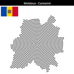 Fototapeta premium Map of Moldova region Cantemir in concentric medium dots
