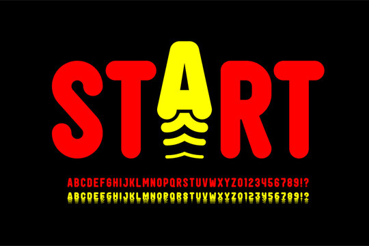 Start Font Design | Bold Alphabet & Numbers Vector Illustration

