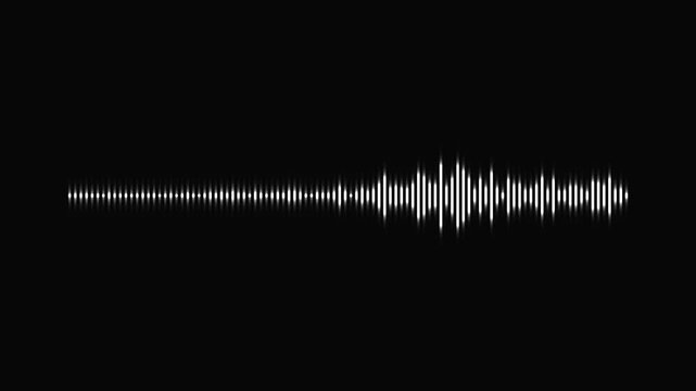 Abstract glowing particle sound wave visualizer, dynamic audio frequency spectrum animation on black background, podcast voice signal line, music rhythm equalizer loop for video project 4k video