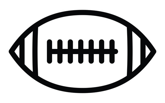 Black and white line art football icon for sports design and branding