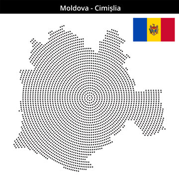 Map of Moldova region Cimișlia in concentric small dots