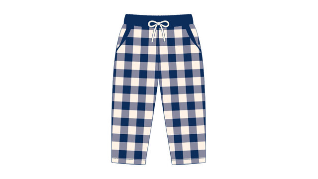Blue checkered children's pants vector isolated on white
