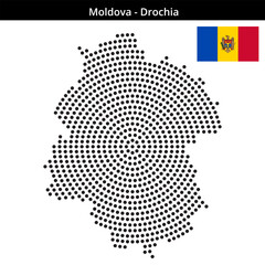 Obraz premium Map of Moldova region Drochia in concentric medium dots