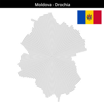 Map of Moldova region Drochia in concentric small size outlines
